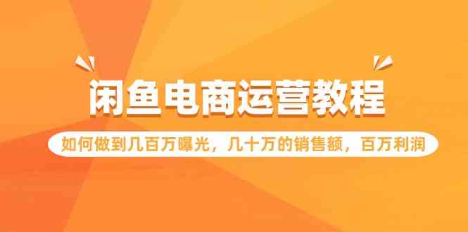 （9560期）闲鱼电商运营教程：如何做到几百万曝光，几十万的销售额，百万利润.-启航188资源站