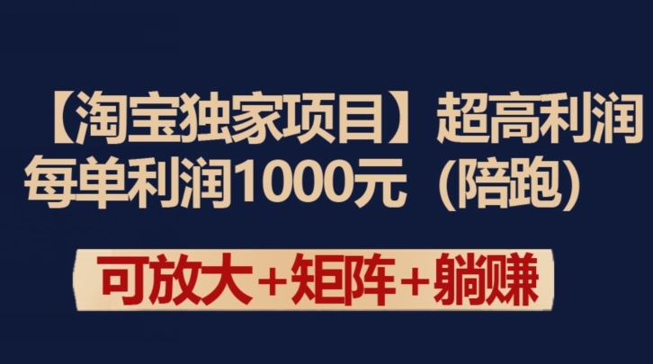 【淘宝独家项目】超高利润：每单利润1000元-启航188资源站