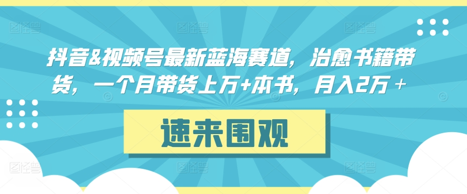 抖音&视频号最新蓝海赛道，治愈书籍带货，一个月带货上万+本书，月入2万＋-启航188资源站