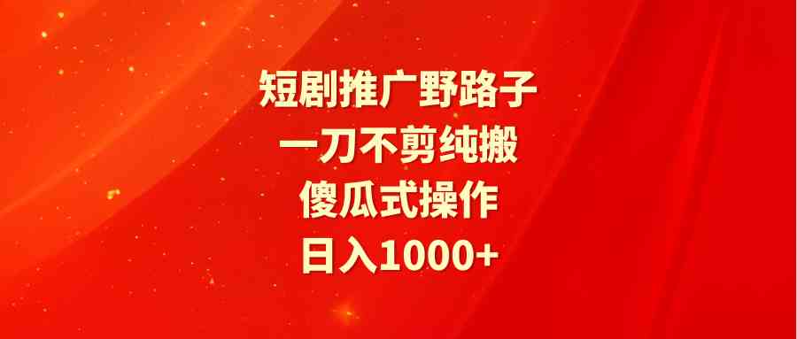 （9586期）短剧推广野路子，一刀不剪纯搬运，傻瓜式操作，日入1000+-启航188资源站