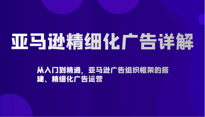 亚马逊精细化广告详解-从入门到精通，亚马逊广告组织框架的搭建、精细化广告运营-启航188资源站