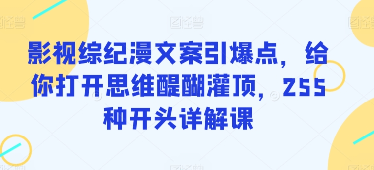 影视综纪漫文案引爆点，给你打开思维醍醐灌顶，255种开头详解课-启航188资源站