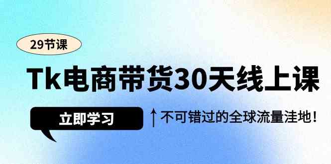 Tk电商带货30天线上课，不可错过的全球流量洼地（29节课）-启航188资源站