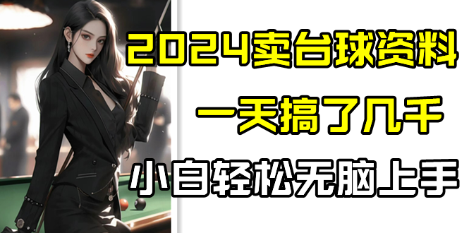 2024卖台球资料，一天搞了几千，小白轻松无脑上手-启航188资源站