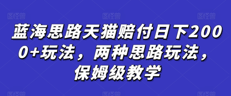 蓝海思路天猫赔付日下2000+玩法，两种思路玩法，保姆级教学【仅揭秘】-启航188资源站