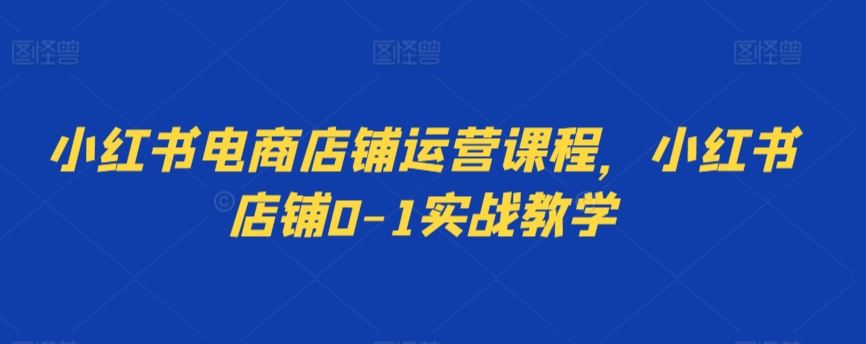 小红书电商店铺运营课程，小红书店铺0-1实战教学-启航188资源站