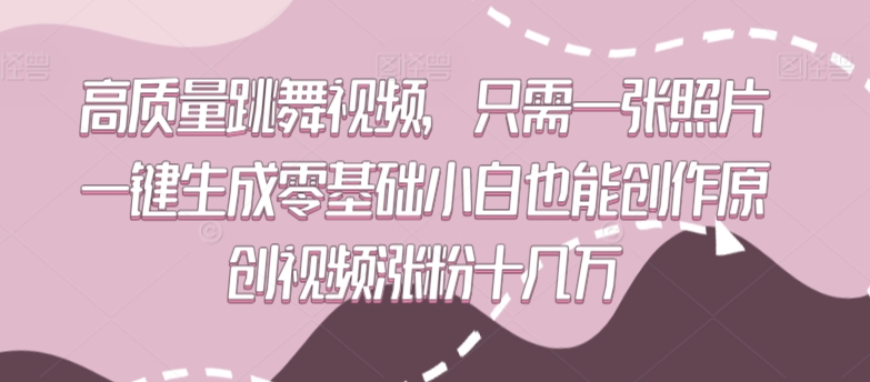 高质量跳舞视频，只需一张照片一键生成零基础小白也能创作原创视频涨粉十几万-启航188资源站