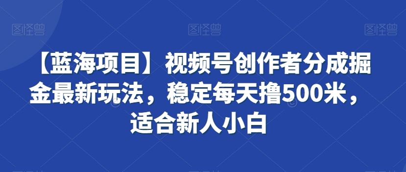 视频号创作者分成掘金最新玩法，稳定每天撸500米，适合新人小白-启航188资源站