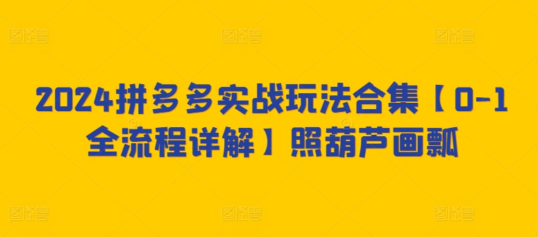 2024拼多多实战玩法合集【0-1全流程详解】照葫芦画瓢-启航188资源站