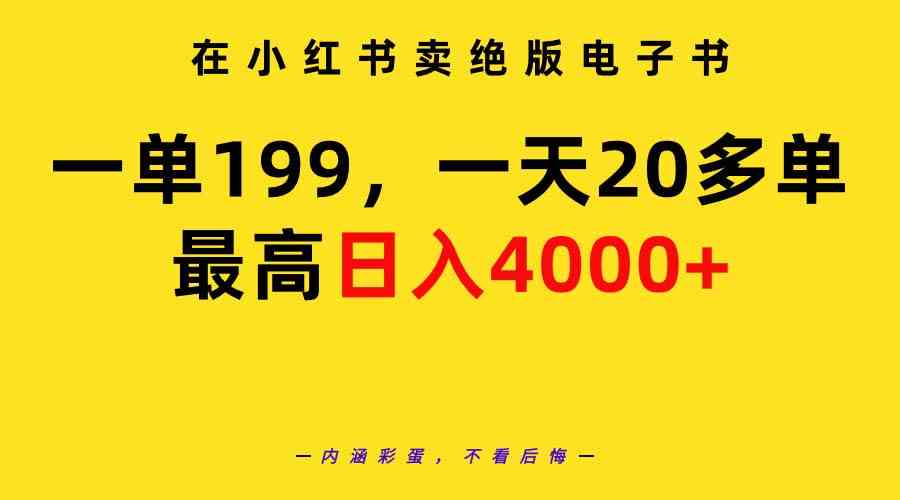 （9401期）在小红书卖绝版电子书，一单199 一天最多搞20多单，最高日入4000+教程+资料-启航188资源站