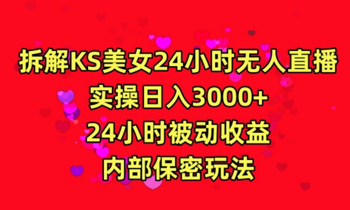 利用快手24小时无人美女直播，实操日入3000，24小时被动收益，内部保密玩法-启航188资源站