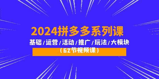 2024拼多多系列课：基础/运营/活动/推广/玩法/大模块（62节视频课）-启航188资源站