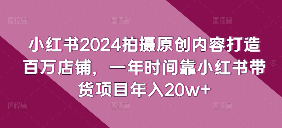 小红书2024拍摄原创内容打造百万店铺，一年时间靠小红书带货项目年入20w+-启航188资源站