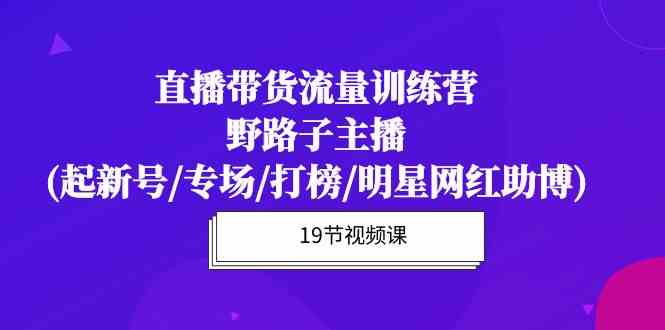 （10016期）直播带货流量特训营，野路子主播(起新号/专场/打榜/明星网红助博)19节课-启航188资源站