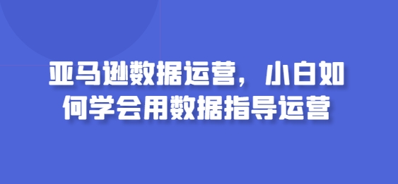 亚马逊数据运营，小白如何学会用数据指导运营-启航188资源站