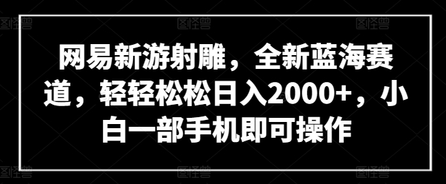 网易新游射雕，全新蓝海赛道，轻轻松松日入2000+，小白一部手机即可操作-启航188资源站