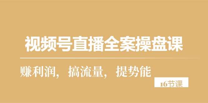 （10207期）视频号直播全案操盘课，赚利润，搞流量，提势能（16节课）-启航188资源站