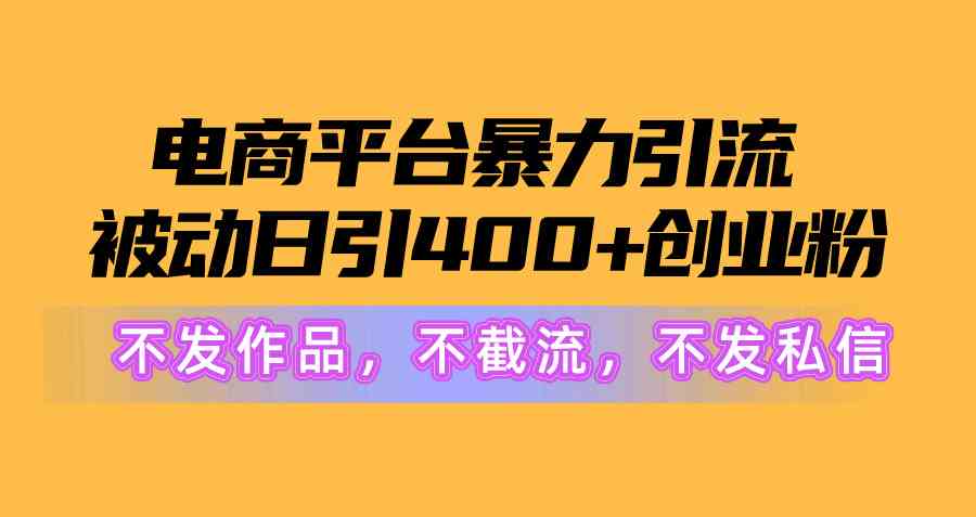 （10168期）电商平台暴力引流,被动日引400+创业粉不发作品，不截流，不发私信-启航188资源站