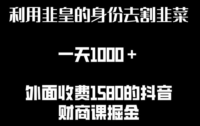 利用非皇的身份去割韭菜，一天1000+(附详细资源)-启航188资源站