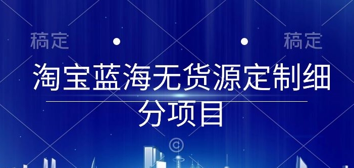 淘宝蓝海无货源定制细分项目，从0到起店实操全流程-启航188资源站