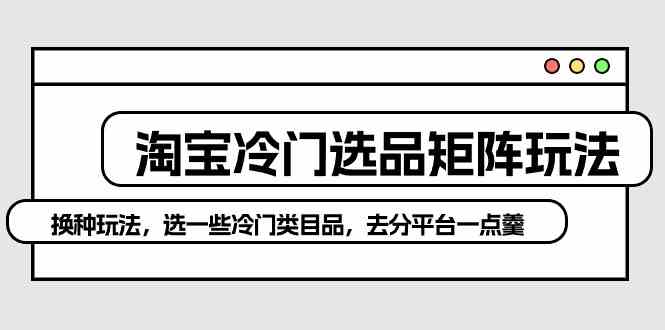 （10159期）淘宝冷门选品矩阵玩法：换种玩法，选一些冷门类目品，去分平台一点羹-启航188资源站