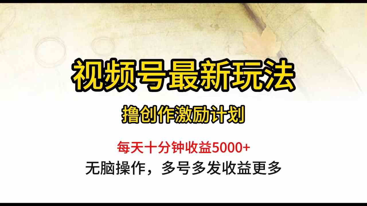 （10087期）视频号最新玩法，每日一小时月入5000+-启航188资源站