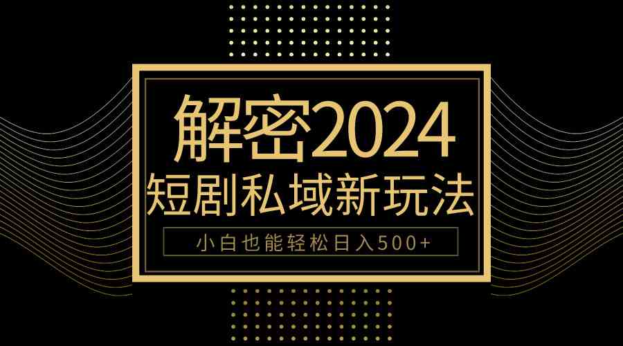 （9951期）10分钟教会你2024玩转短剧私域变现，小白也能轻松日入500+-启航188资源站