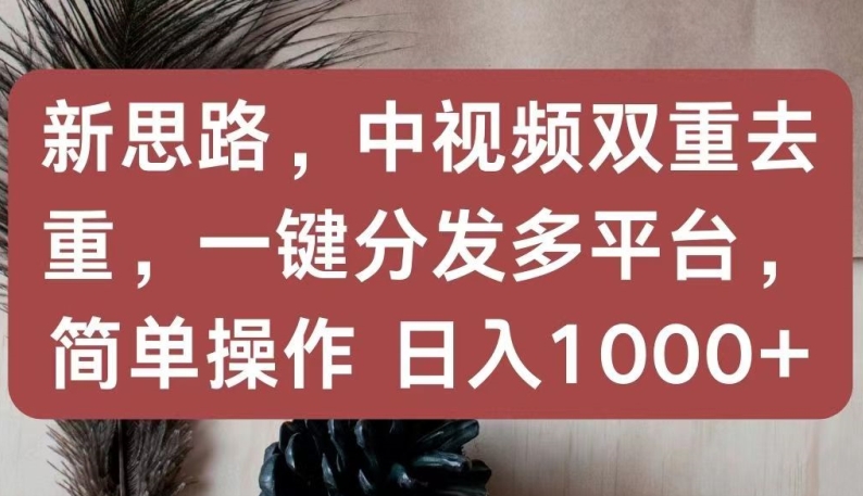 新思路，中视频双重去重，一键分发多平台，简单操作，日入1000+-启航188资源站