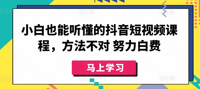 小白也能听懂的抖音短视频课程，方法不对 努力白费-启航188资源站