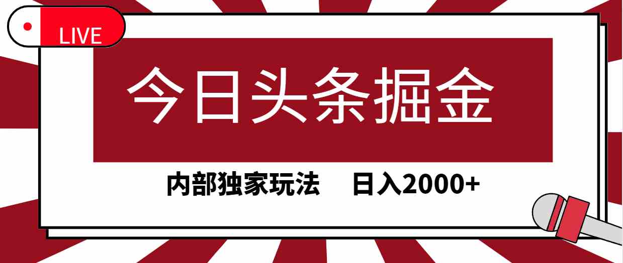 （9832期）今日头条掘金，30秒一篇文章，内部独家玩法，日入2000+-启航188资源站