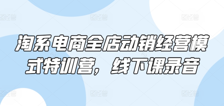 淘系电商全店动销经营模式特训营，线下课录音-启航188资源站