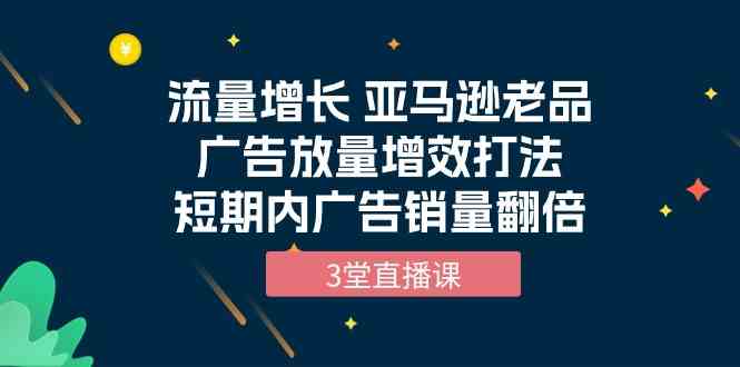 流量增长 亚马逊老品广告放量增效打法，短期内广告销量翻倍（3堂直播课）-启航188资源站