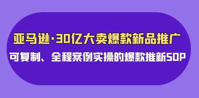 亚马逊30亿大卖爆款新品推广，可复制、全程案例实操的爆款推新SOP-启航188资源站