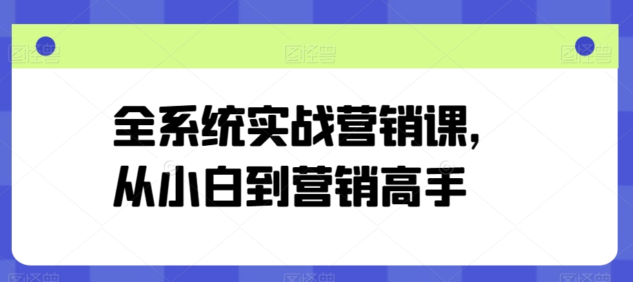 全系统实战营销课，从小白到营销高手-启航188资源站