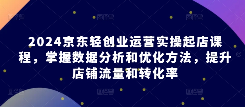 2024京东轻创业运营实操起店课程，掌握数据分析和优化方法，提升店铺流量和转化率-启航188资源站