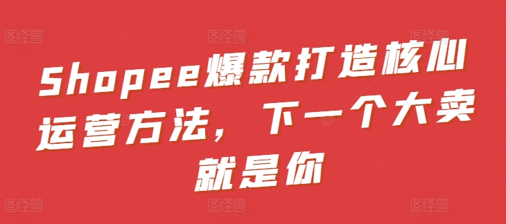 Shopee爆款打造核心运营方法，下一个大卖就是你-启航188资源站