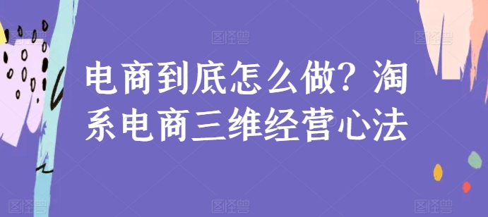 电商到底怎么做？淘系电商三维经营心法-启航188资源站