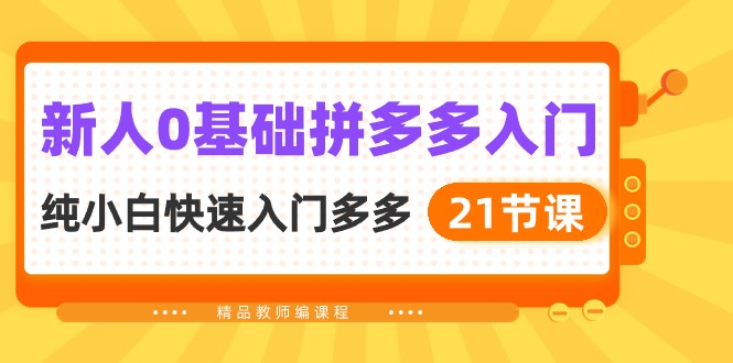 新人0基础拼多多入门，纯小白快速入门多多（21节课）-启航188资源站