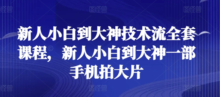 新人小白到大神技术流全套课程，新人小白到大神一部手机拍大片-启航188资源站