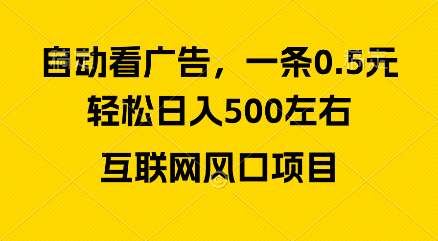 （10306期）广告收益风口，轻松日入500+，新手小白秒上手，互联网风口项目-启航188资源站