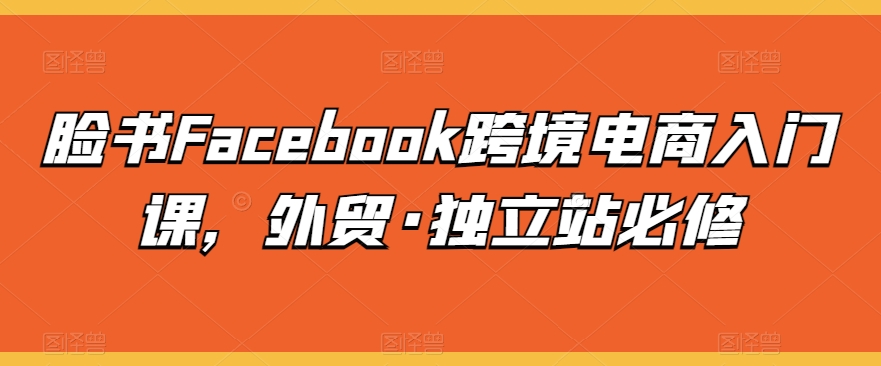 脸书Facebook跨境电商入门课，外贸·独立站必修-启航188资源站