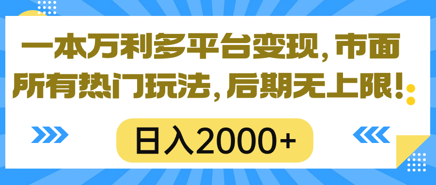 （10311期）一本万利多平台变现，市面所有热门玩法，日入2000+，后期无上限！-启航188资源站