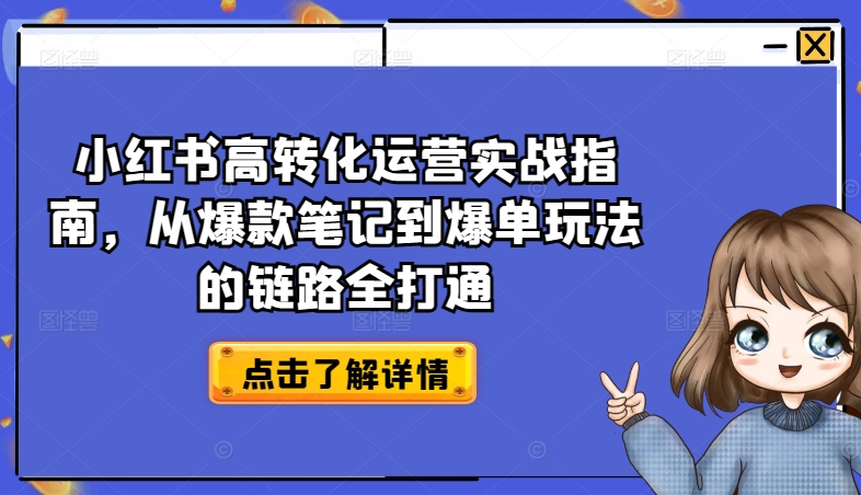 小红书高转化运营实战指南，从爆款笔记到爆单玩法的链路全打通-启航188资源站