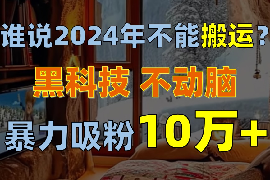 （10634期）谁说2024年不能搬运？只动手不动脑，自媒体平台单月暴力涨粉10000+-启航188资源站