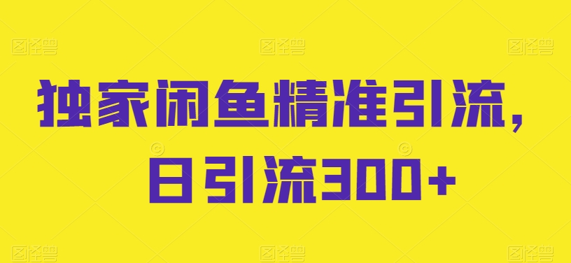 独家闲鱼精准引流，日引流300+-启航188资源站