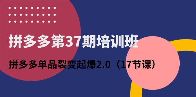 （10835期）拼多多第37期培训班：拼多多单品裂变起爆2.0（17节课）-启航188资源站