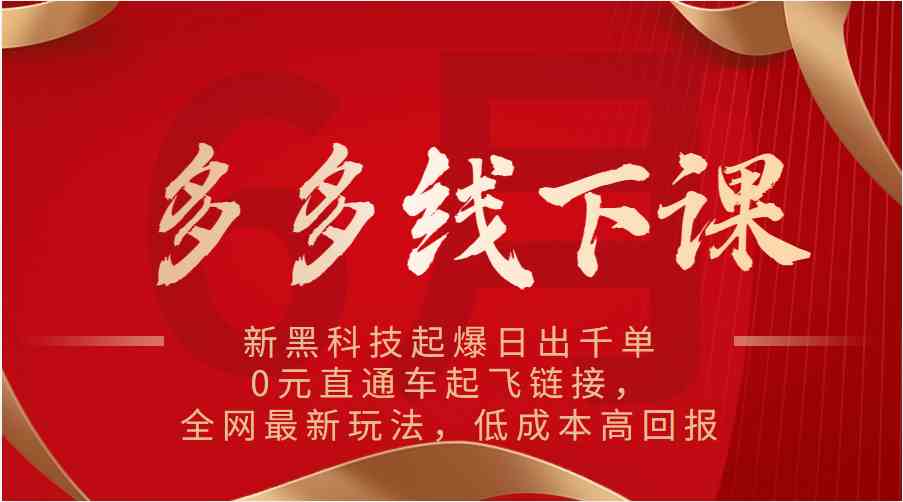 多多线下课：新黑科技起爆日出千单，0元直通车起飞链接，全网最新玩法，低成本高回报-启航188资源站