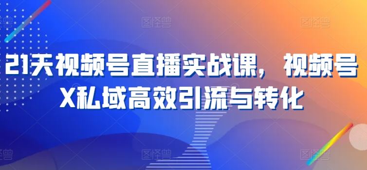 21天视频号直播实战课，视频号X私域高效引流与转化-启航188资源站