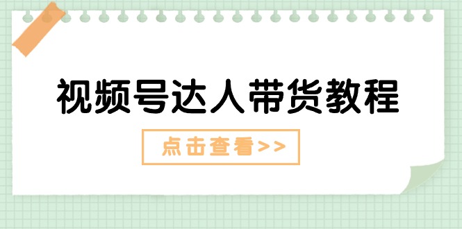 （11162期）视频号达人带货教程：达人剧情打法（长期）+达人带货广告（短期）-启航188资源站