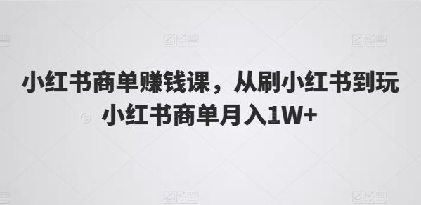 小红书商单赚钱课，从刷小红书到玩小红书商单月入1W+-启航188资源站